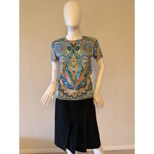 Etro Women's Multicolor Arnica Paisley Print T-Shirt Short Sleeve IT 40 US S